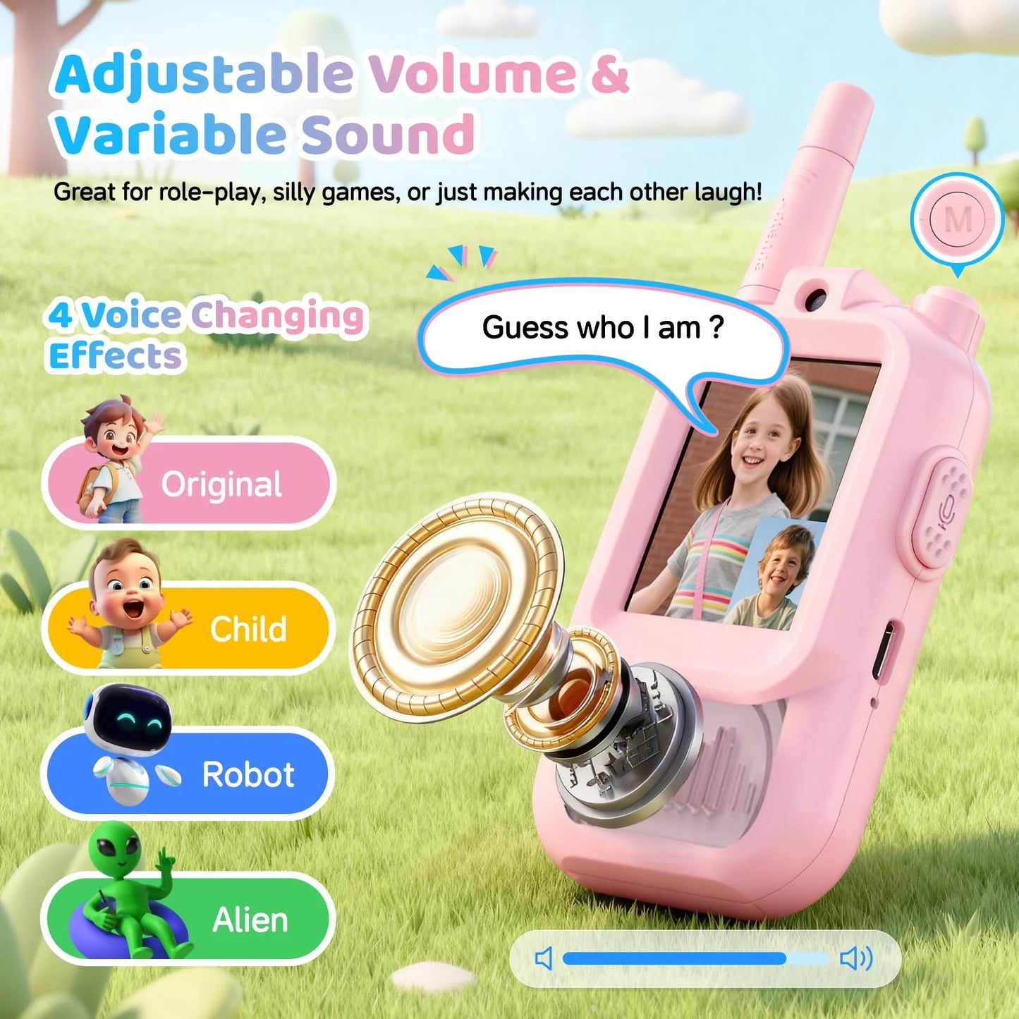 2PCS Kids Video Walkie Talkie 2" HD Screen USB-C Rechargeable One-Click HD Call Intercom Children Boys Girls Birthday Gifts