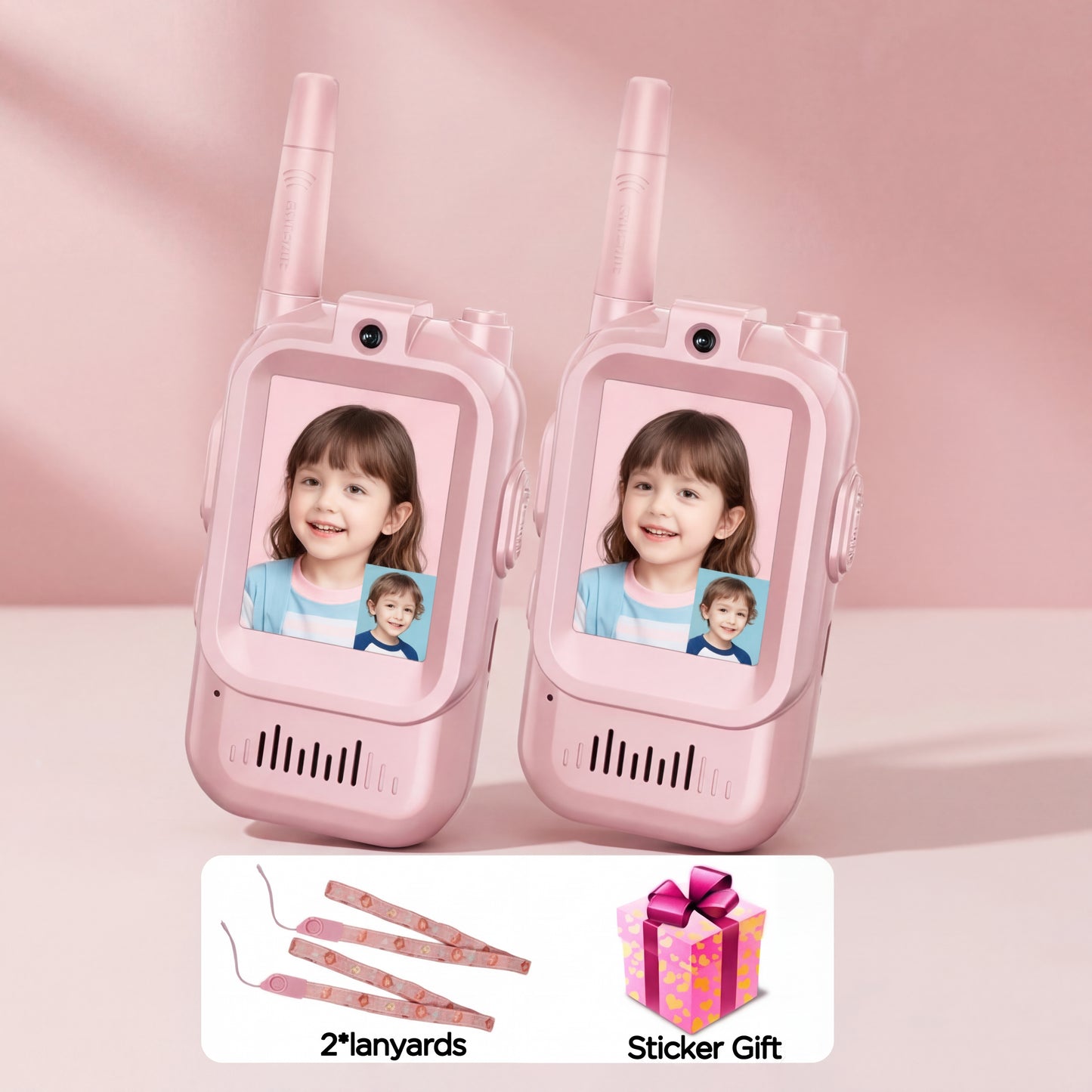 2PCS Kids Video Walkie Talkie 2" HD Screen USB-C Rechargeable One-Click HD Call Intercom Children Boys Girls Birthday Gifts