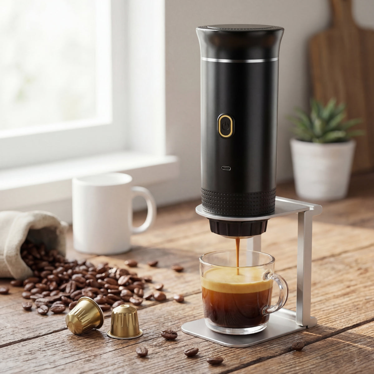 Wireless Electric Portable Espresso Coffee Machine for Car & Home Camping Coffee Maker 3-in-1 Capsule Powder Travel Coffee Maker